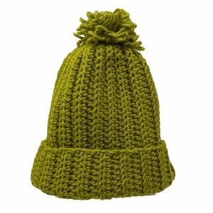 Kids Handmade Green Crocheted Beanie